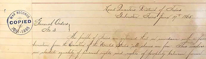 Original Juneteenth Note